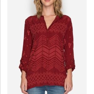 Johnny Was Zig Zag Embroidered Popover Tunic